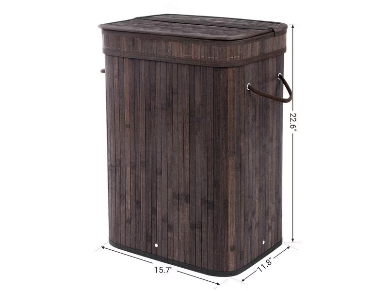 Songmics Wäschesammler für trockene Wäsche 72 l, Dunkelbraun