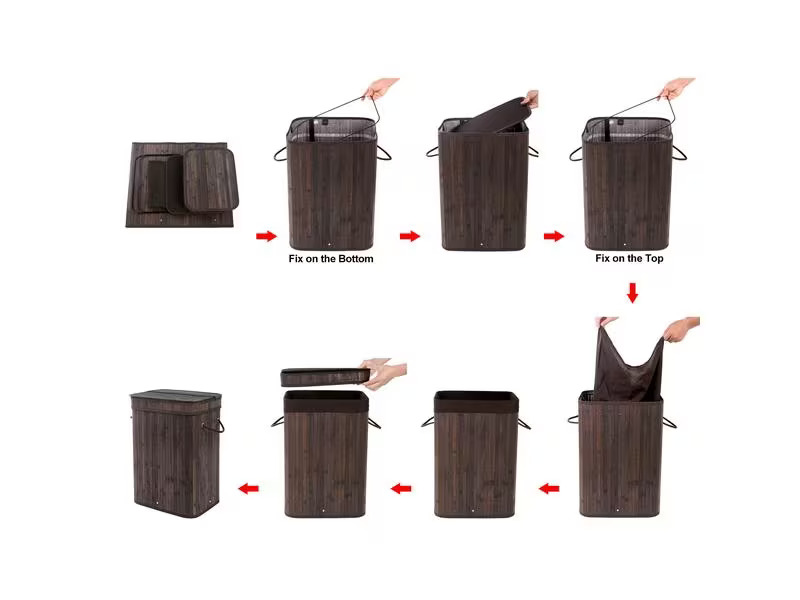 Songmics Wäschesammler für trockene Wäsche 72 l, Dunkelbraun
