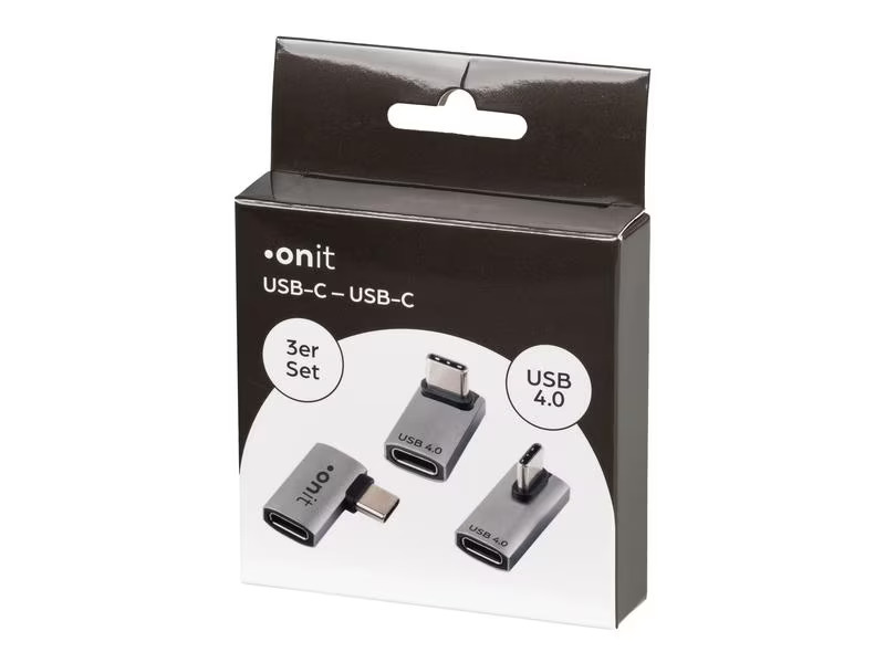 onit USB-Adapter gewinkelt USB-C Stecker - USB-C Buchse, 3-teilig