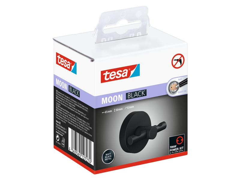 tesa Bademantelhaken Moon Black, Schwarz