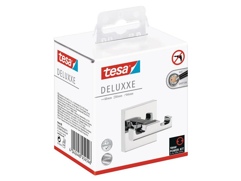 tesa Deluxxe Doppel-Handtuchhaken, Silber