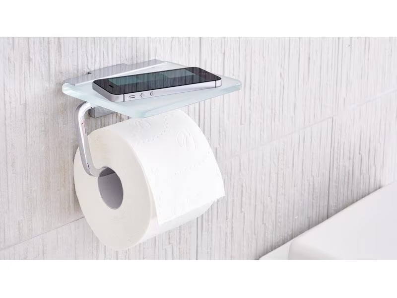 tesa Toilettenpapierhalter Deluxxe, Silber
