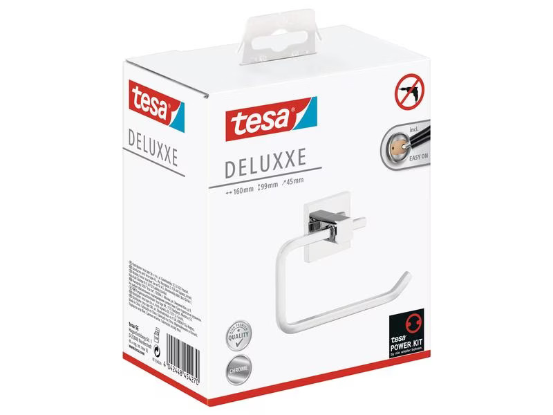 tesa Toilettenpapierhalter ohne Deckel, Deluxxe, Silber