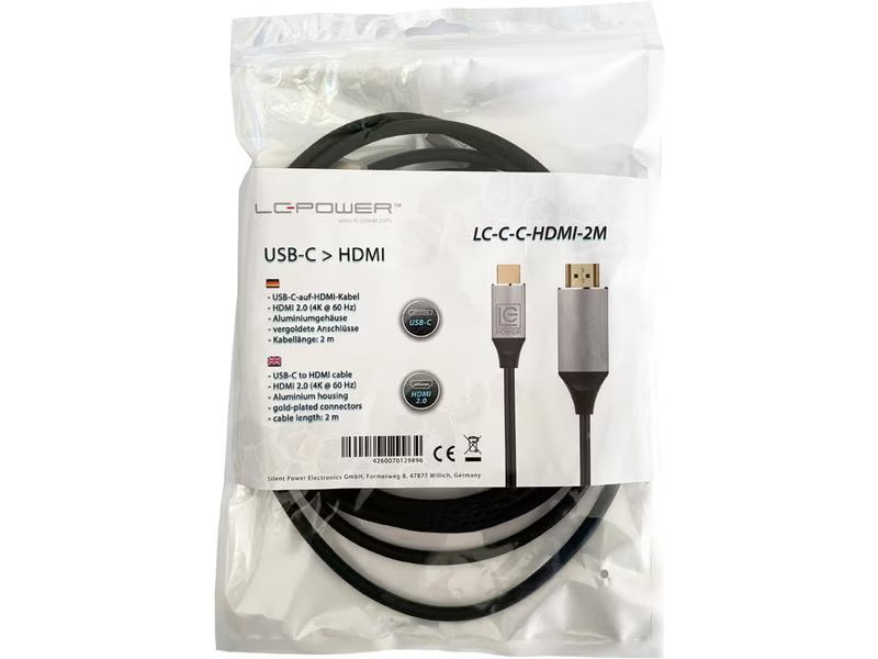 LC-Power Kabel LC-C-C-HDMI-2M USB Type-C - HDMI, 2 m