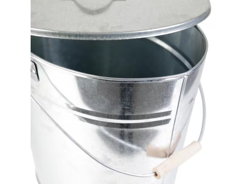 Kamino Ascheeimer mit Deckel, 24 l, Silber