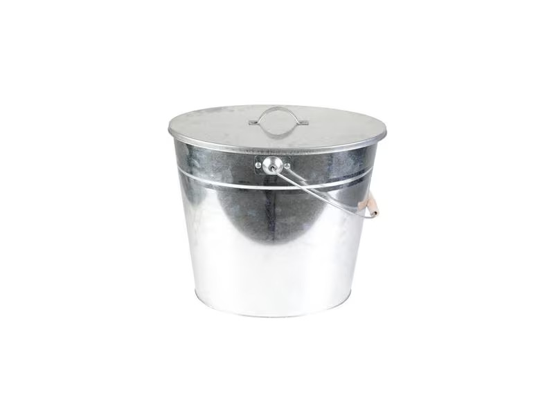 Kamino Ascheeimer mit Deckel, 24 l, Silber