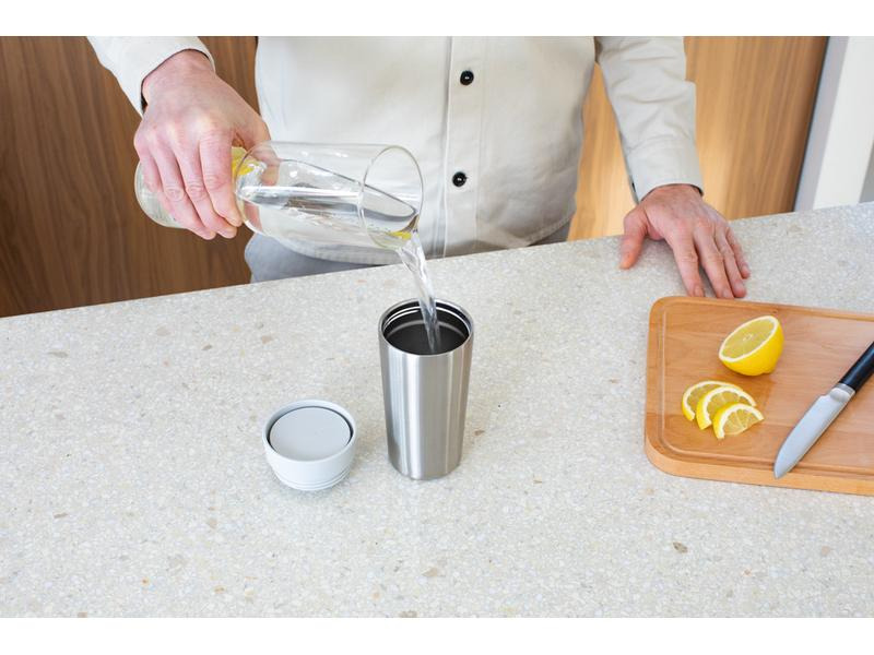 Brabantia Thermobecher Make &amp; Take 360 ml, Hellgrau/Silber
