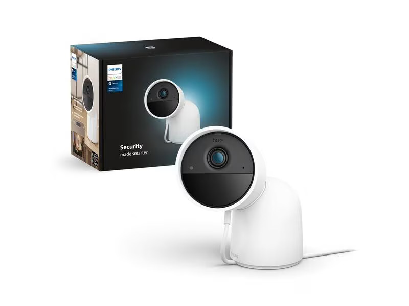 Philips Hue Secure kabelgebundene Kamera mit Standfuss Weiss