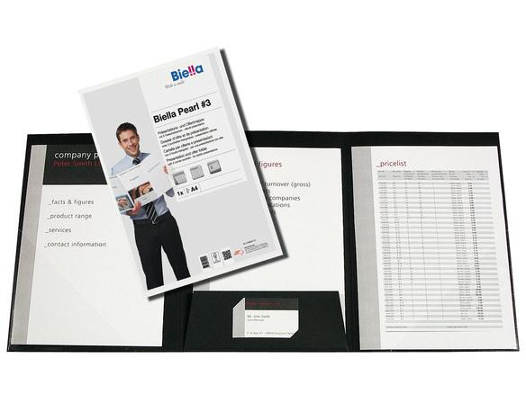 Biella Präsentationsmappe Pearl A4 Schwarz, 25 Stück