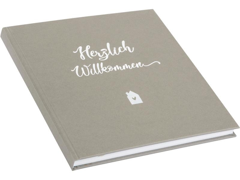 Goldbuch Gästebuch Herzlich Willkommen 23 x 25 cm, 176 Seiten, Taupe
