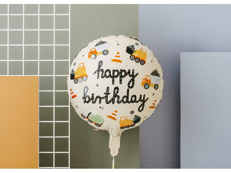 Partydeco Folienballon Baufahrzeuge 45 cm, Mehrfarbig