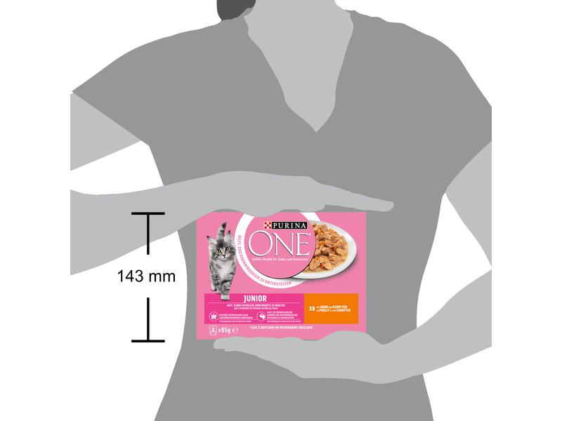 Purina ONE Nassfutter JUNIOR in Sauce Huhn/Karotten, 8 x 85g