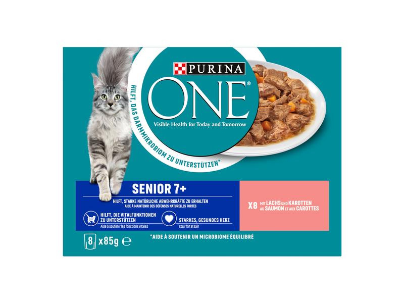 Purina ONE Nassfutter SENIOR 7+ in Sosse Lachs/Karotten,8 x 85g