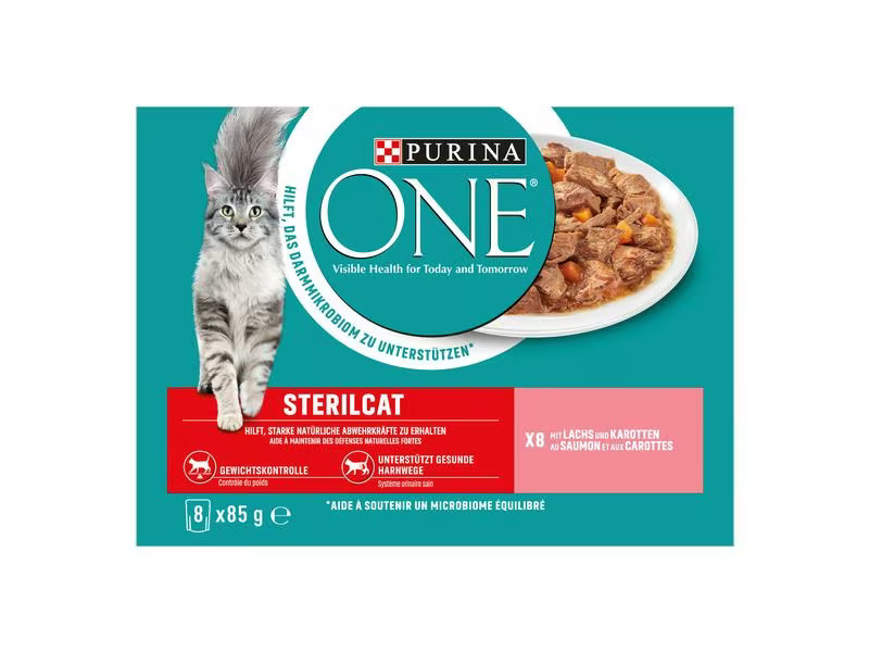 Purina ONE Nassfutter STERILCAT in Sauce Lachs/Karotten, 8 x 85g