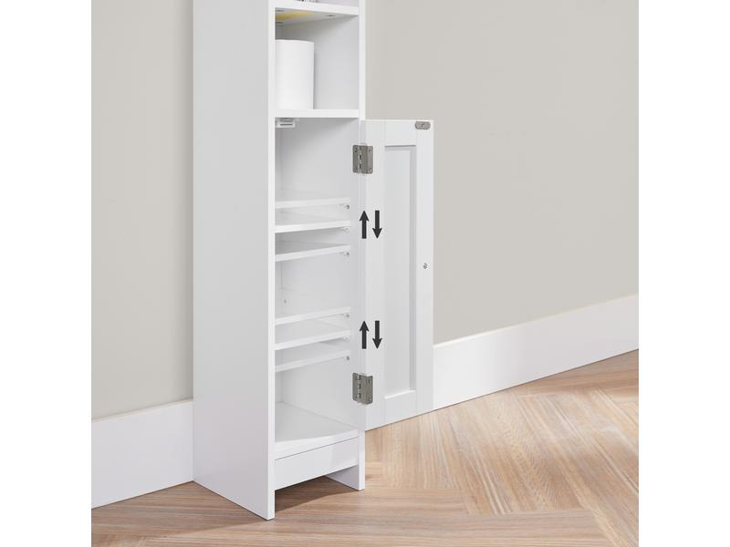 VASAGLE Badezimmerregal mit Tür 80 x 20 cm, Weiss