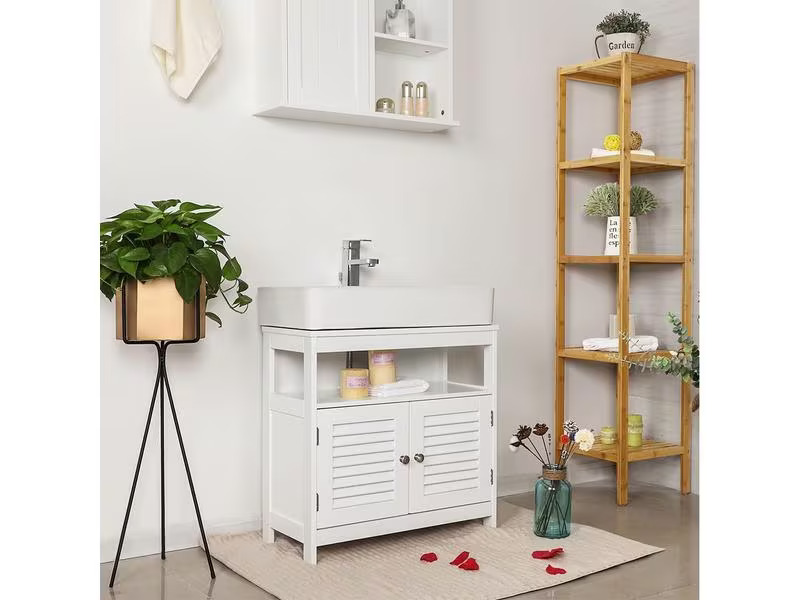 VASAGLE Waschbeckenunterschrank mit Türen 60 x 60 cm, Weiss