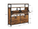 VASAGLE Schuhschrank  mit 4 Klappen 95 x 98.3 cm, Braun/Schwarz