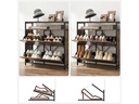 VASAGLE Schuhschrank  mit 4 Klappen 95 x 98.3 cm, Braun/Schwarz