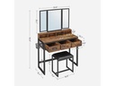 VASAGLE Schminktisch mit Hocker 90 x 141 cm, Braun/Schwarz