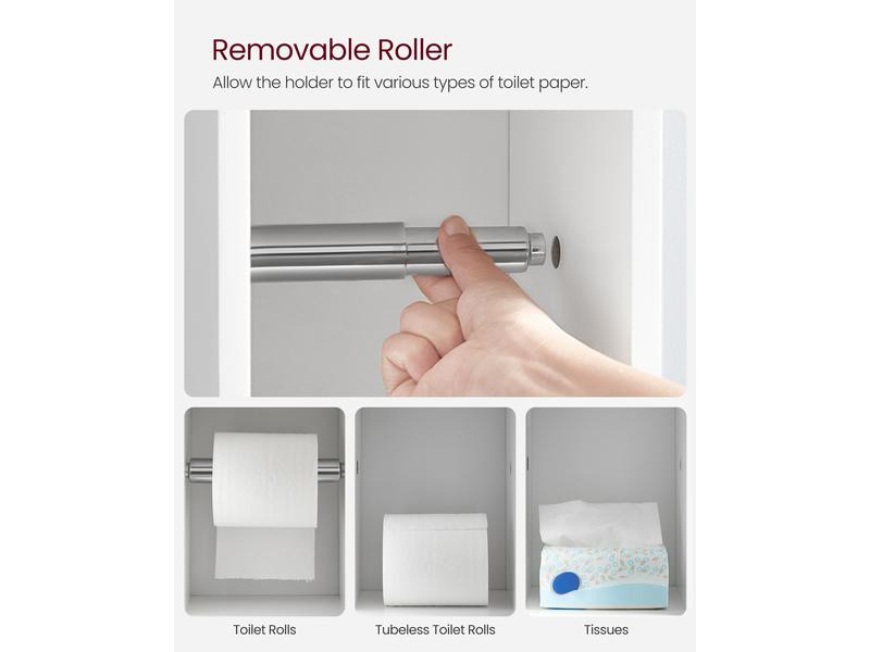 VASAGLE Regal mit Toilettenpapierhalter 76.7 x 18 cm, Weiss