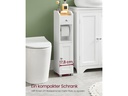 VASAGLE Regal mit Toilettenpapierhalter 76.7 x 18 cm, Weiss
