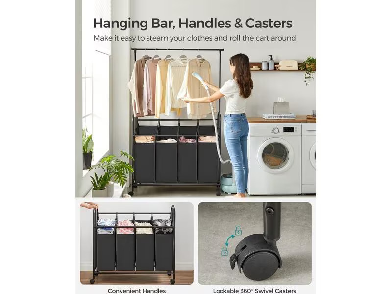 Songmics Wäschekorb  50 l, Schwarz