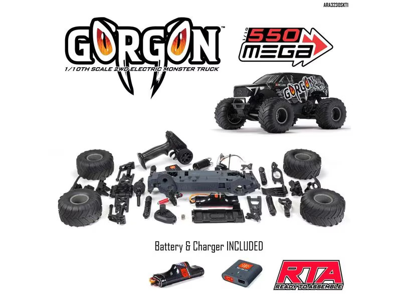 Arrma Monster Truck Gorgon MEGA 550 RWD Schwarz, Bausatz, 1:10