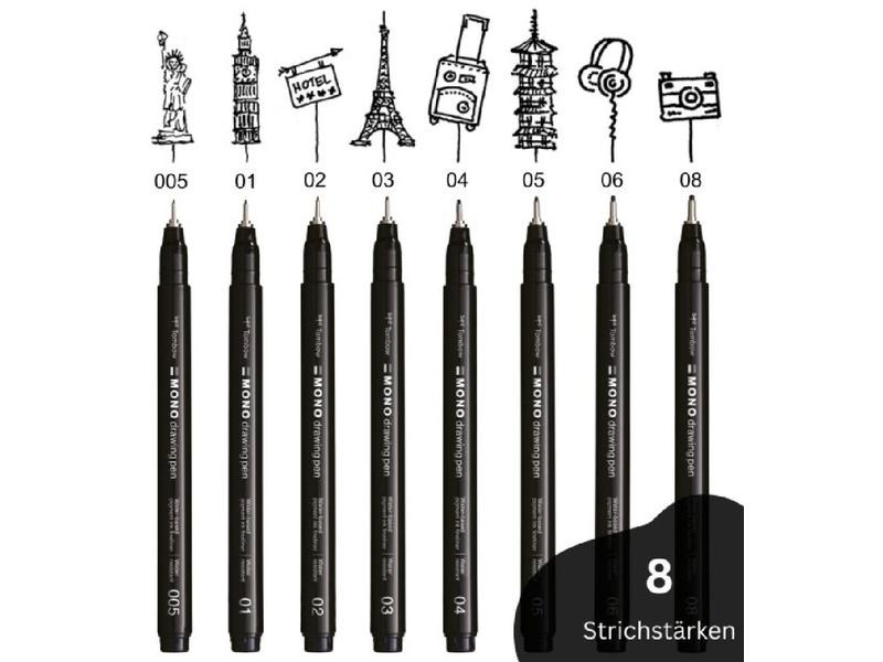 Tombow Filzstift MONO drawing pen 0.45 mm, Schwarz