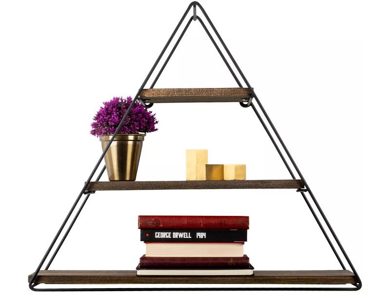 Woody Fashion Wandregal Hyacinth 60 x 52 x 15 cm, Schwarz/Walnuss
