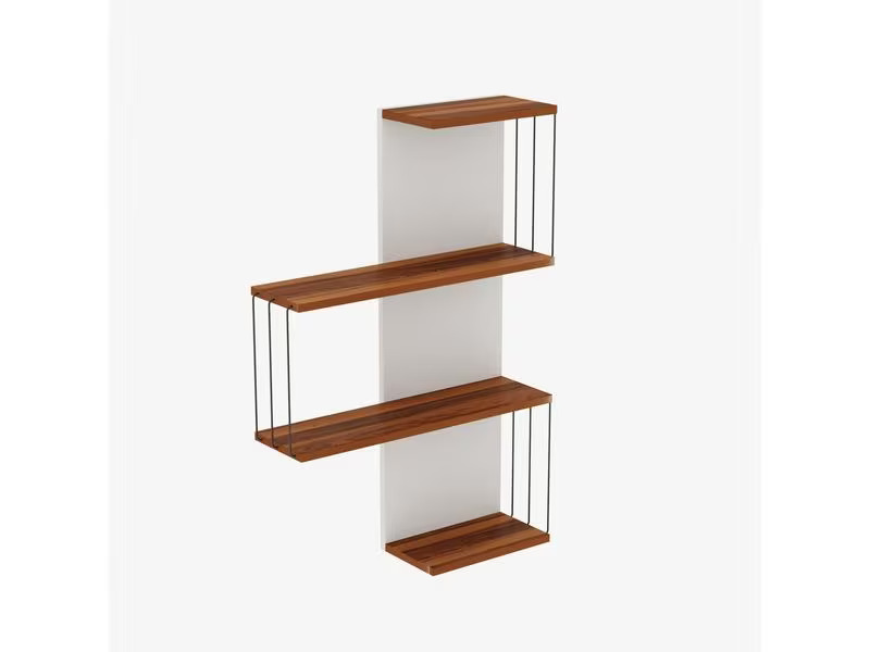 Woody Fashion Wandregal Çambel 64 x 96 x 19 cm, Braun/Weiss