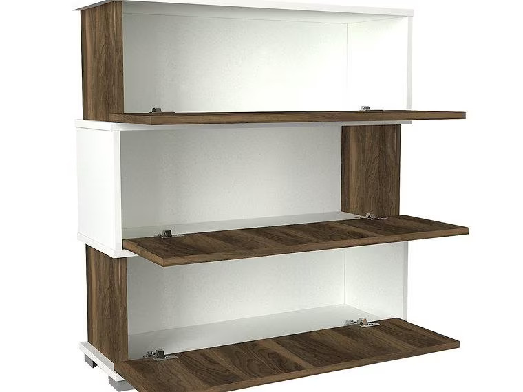 Woody Fashion Schuhregal Napolyon 90 x 93 x 30 cm, Walnuss/Weiss