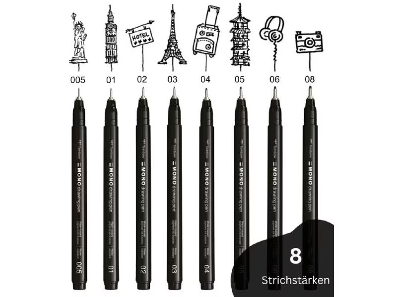 Tombow Fineliner MONO drawing pen 0.2 mm, Schwarz