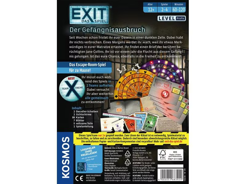 Kosmos Kennerspiel EXIT – Das Spiel: Der Gefängnisausbruch -DE-