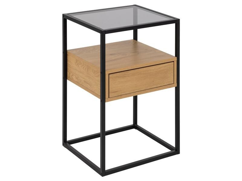 AC Design Nachttisch Randolf 40 x 35 x 60 cm, Nature/Schwarz