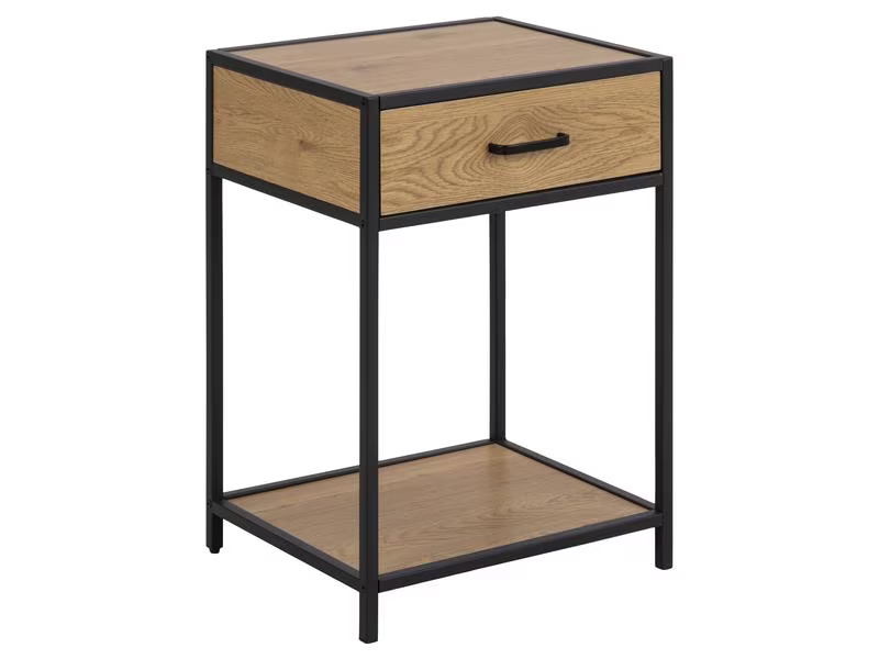 AC Design Nachttisch Seaford 42 x 35 x 63 cm, Nature/Schwarz
