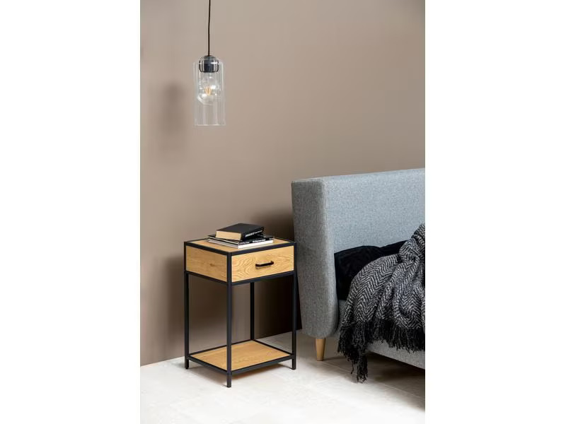AC Design Nachttisch Seaford 42 x 35 x 63 cm, Nature/Schwarz
