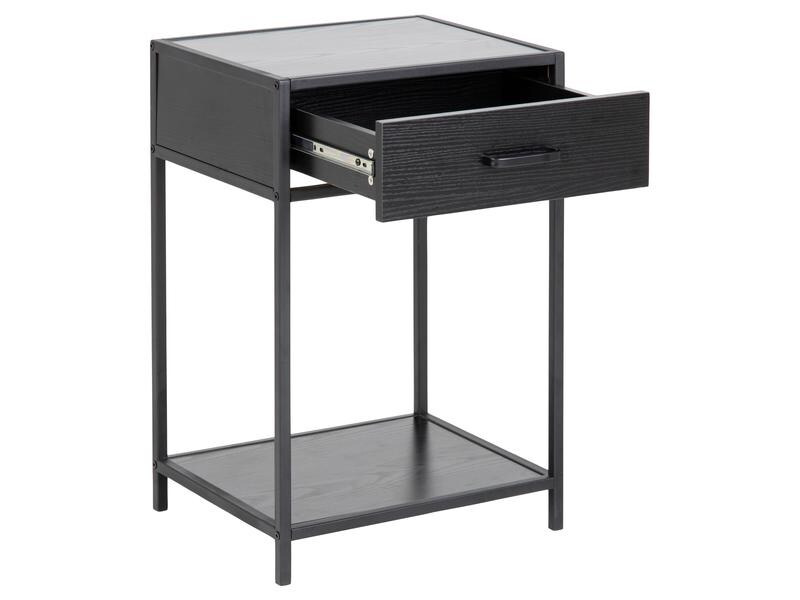 AC Design Nachttisch Seaford 42 x 35 x 63 cm, Schwarz