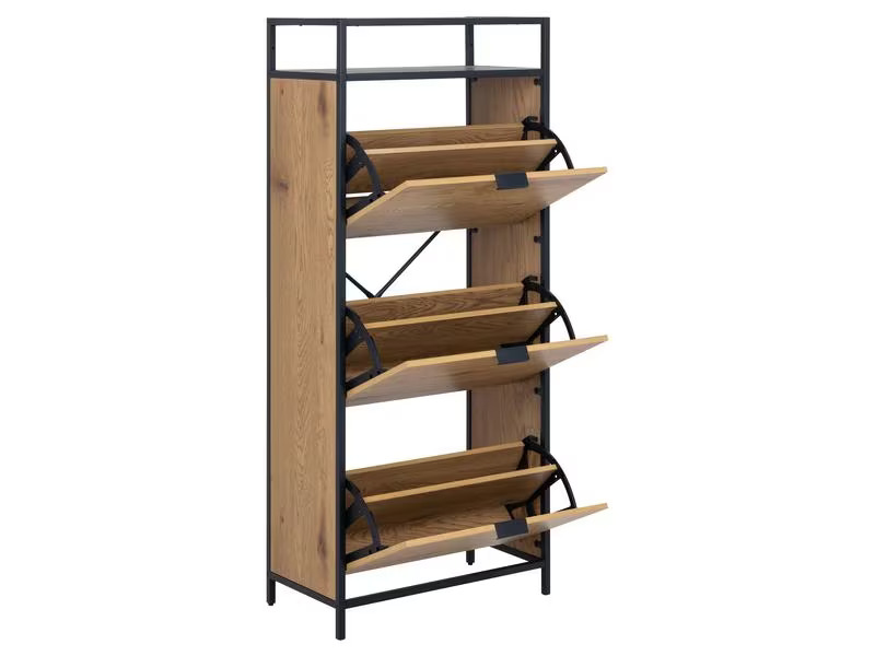 AC Design Schuhschrank  Seaford 56 x 30 x 129 cm, Nature/Schwarz