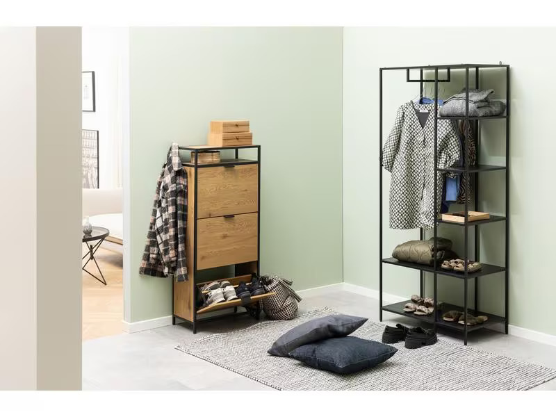 AC Design Schuhschrank  Seaford 56 x 30 x 129 cm, Nature/Schwarz
