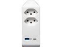 Brennenstuhl Abzweigstecker 2 x T13, 1 x USB A, 1 x USB C, 300° drehbar