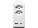 Brennenstuhl Abzweigstecker 2 x T13, 1 x USB A, 1 x USB C, 300° drehbar