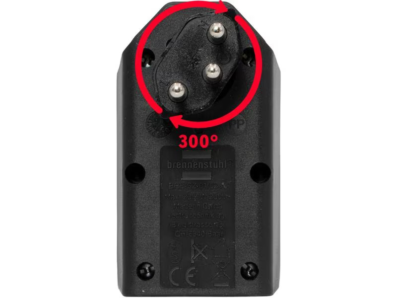 Brennenstuhl Abzweigstecker 2 x T13, 300° drehbar, Schwarz