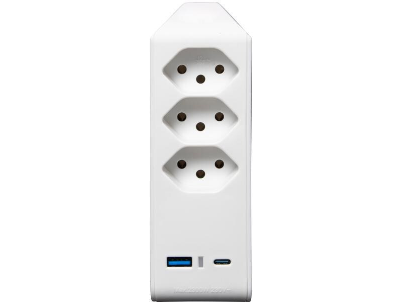 Brennenstuhl Abzweigstecker 3 x T13, 1 x USB A, 1 x USB C, 300° drehbar
