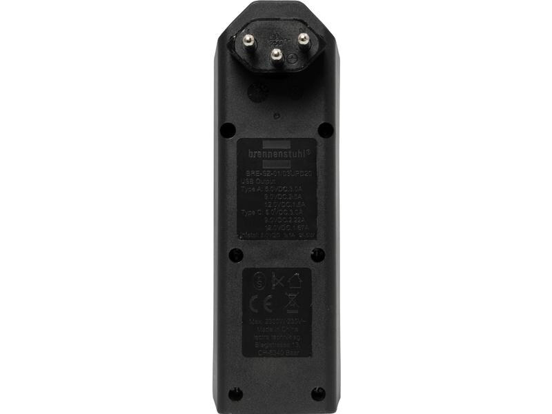 Brennenstuhl Abzweigstecker 3 x T13, 1 x USB A, 1 x USB C, 300° drehbar