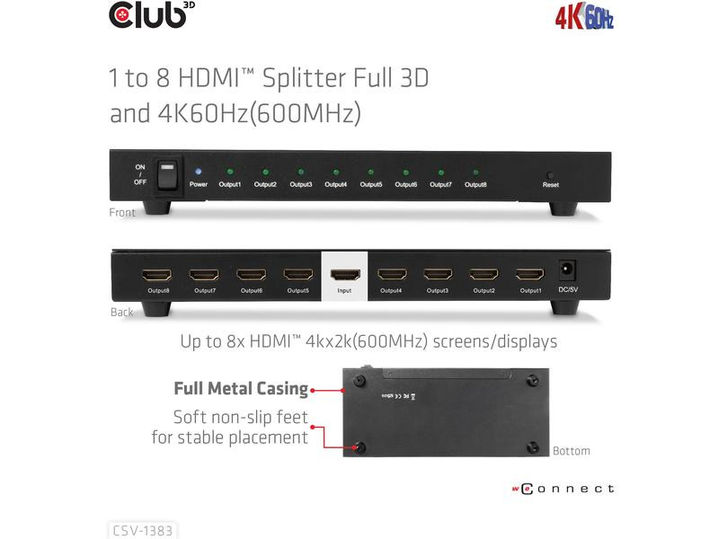 Club 3D 8-Port Signalsplitter CSV-1383