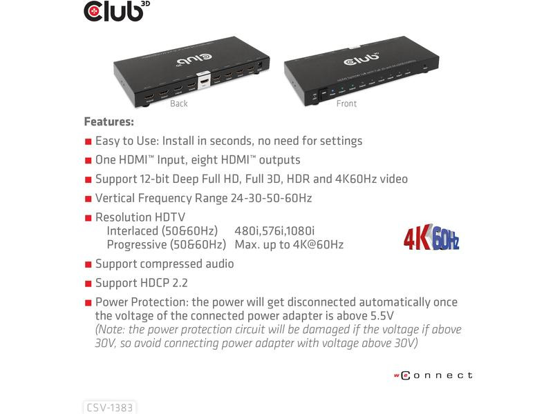 Club 3D 8-Port Signalsplitter CSV-1383