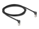 Delock Patchkabel 90° oben gewinkelt Cat 6A, S/FTP, 2 m, Schwarz