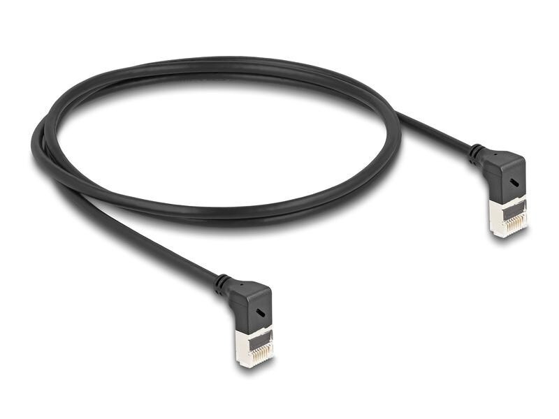 Delock Patchkabel 90° oben gewinkelt Cat 6A, S/FTP, 1 m, Schwarz