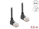 Delock Patchkabel 90° oben gewinkelt Cat 6A, S/FTP, 0.5 m, Schwarz