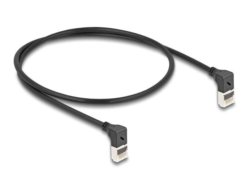 Delock Patchkabel 90° oben gewinkelt Cat 6A, S/FTP, 0.5 m, Schwarz